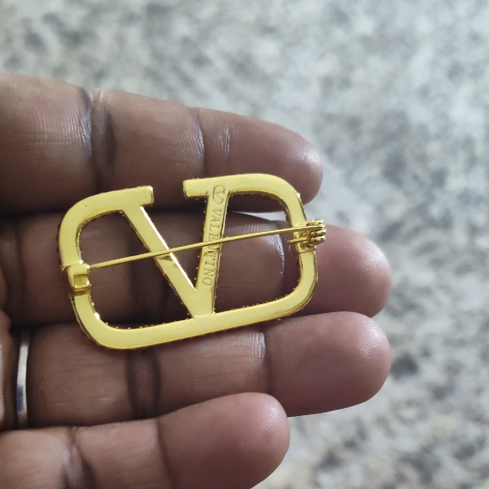 Valentino Garavani Gold Brooch with Red Accents